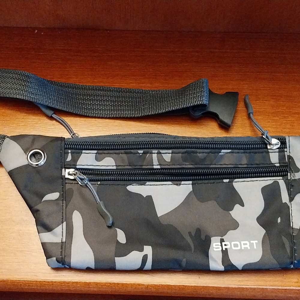 Brand New Sporto Black and Gray Belt Bag Camouflage Design